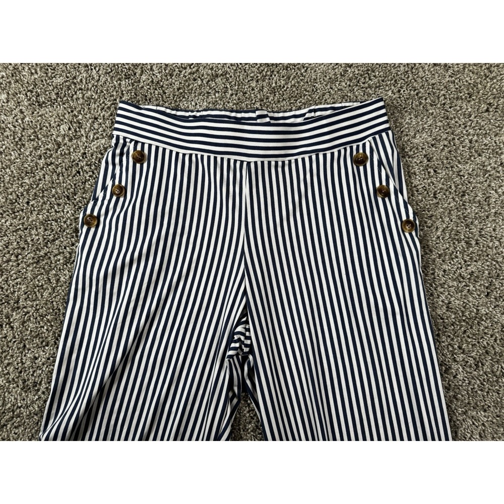 Robert Louis Womens‎ Dress Pants Navy White Stripe Pull On Stretch Large
